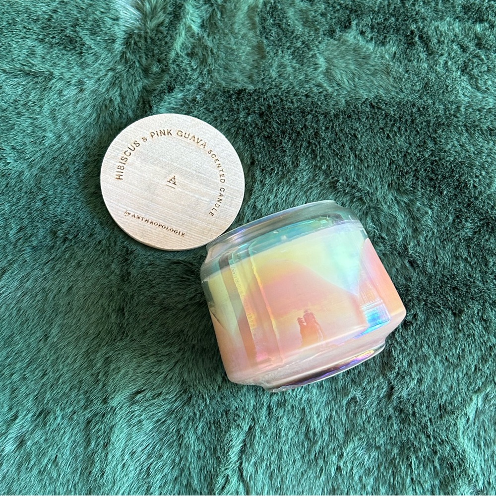 Anthropologie Pink Guava Candle with Wooden Lid